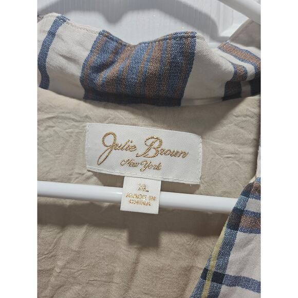 Julie Brown NYC Plaid Tiered Maxi Dress Holiday Winter Christmas Sz XL Green Red - Picture 2 of 8